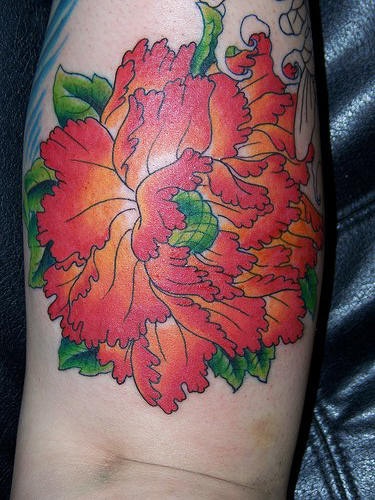 手臂彩色逼真的兰花纹身图片