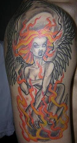 火焰和女人恶魔纹身图案