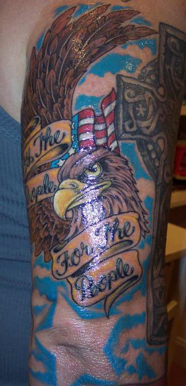 爱国鹰美国国旗字母纹身图案
