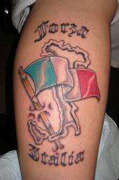 腿部彩色意大利国旗纹身图案