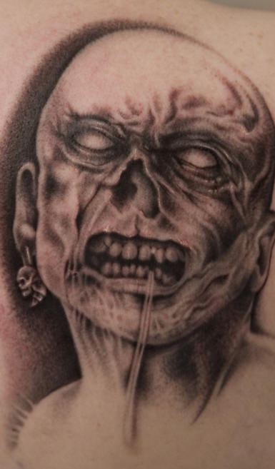 僵尸愤怒的肖像纹身图案