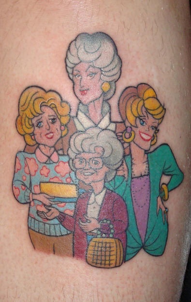 女性腿部彩色妇女纹身图案