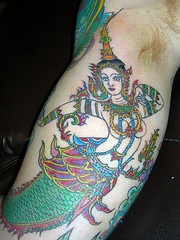 印度风格的美人鱼纹身图案
