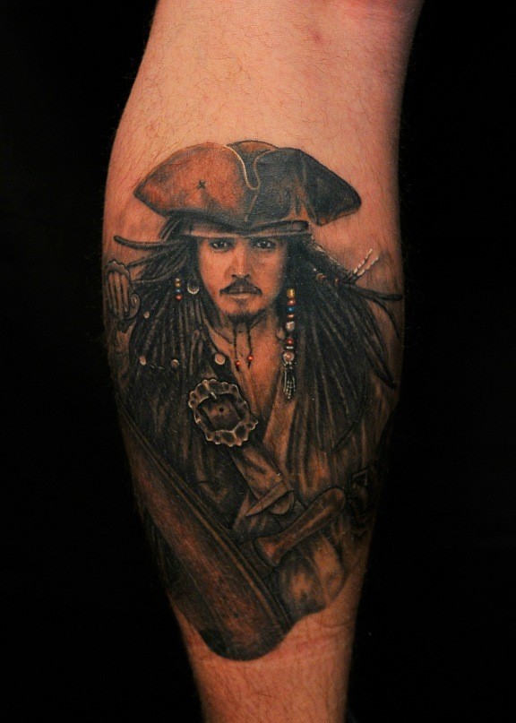 写实的加勒比海盗肖像纹身图案