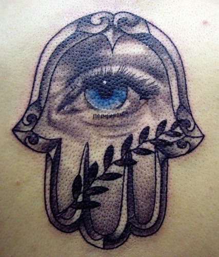 法蒂玛之手眼睛植物纹身图案