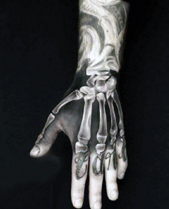 手部现实主义风格X射线样骨纹身图片