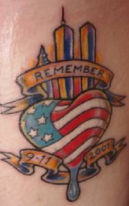 手臂彩色美国爱国者图标纹身图片