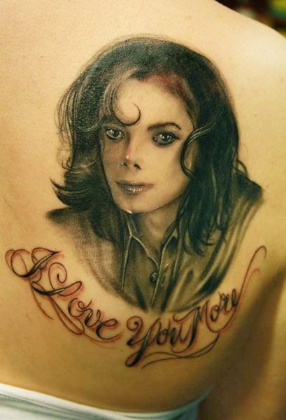 肩部简单的迈克尔·杰克逊纪念画像纹身