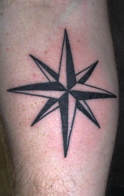 手臂黑色星星标志纹身图案