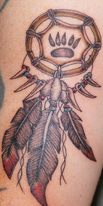 肩部彩色北美土著纹身图案