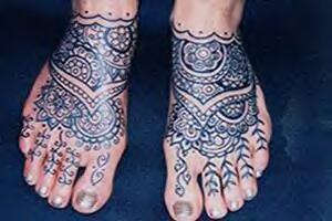脚部印度部落完整纹身图案