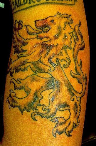 手臂彩色猖獗狮子纹身图案