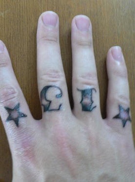 手指数字与五角星纹身图案
