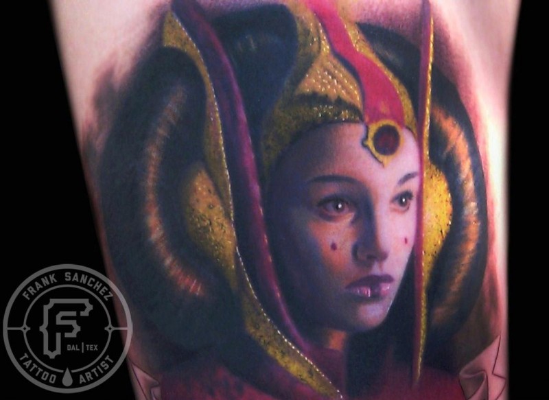 手臂星球大战女王肖像纹身图案