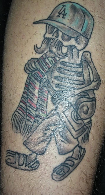 手臂黑灰墨西哥骷髅纹身图案