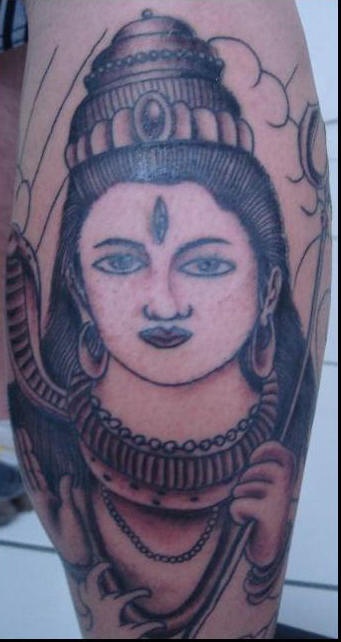 腿部战争湿婆神的纹身图案