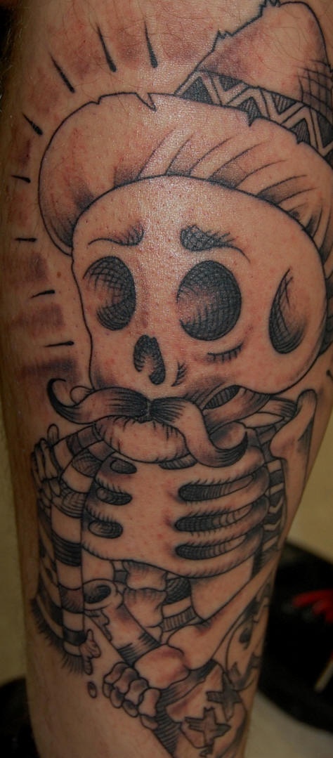 手臂棕色墨西哥骨架纹身图案