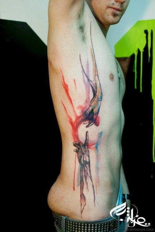 腰部神秘风格彩色木制手臂纹身图案