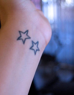 手腕上的两颗星星纹身图案