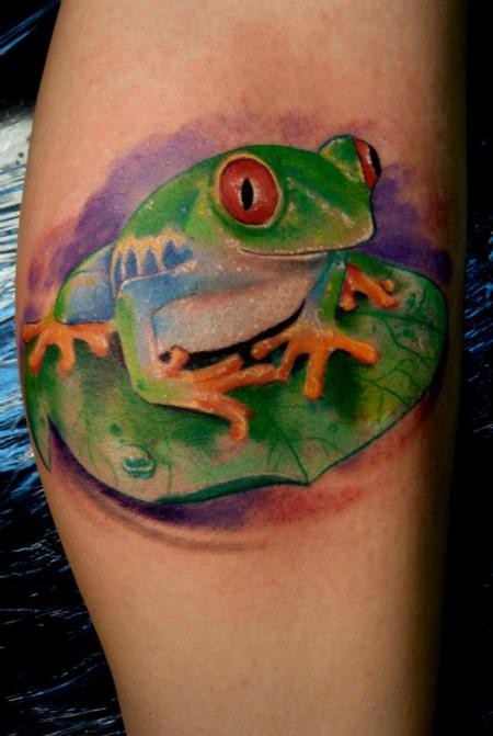 手臂彩色青蛙纹身图案