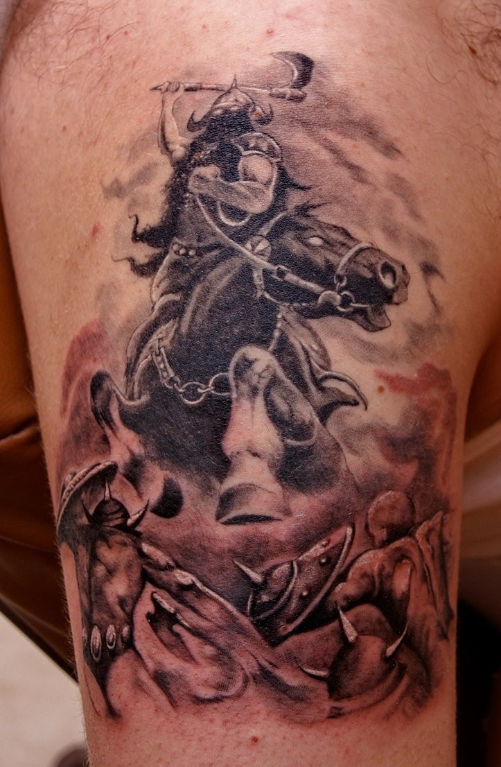 马背可怕战士纹身图案
