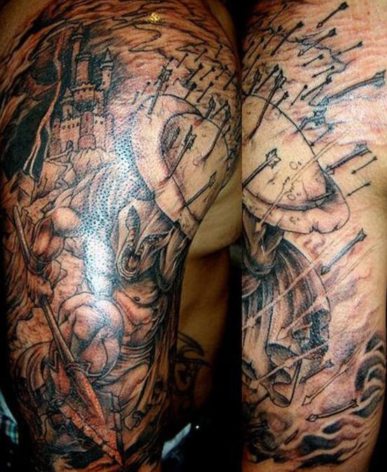 手臂战士战斗纹身图案