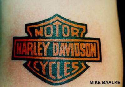 彩色哈雷戴维森标志纹身图案