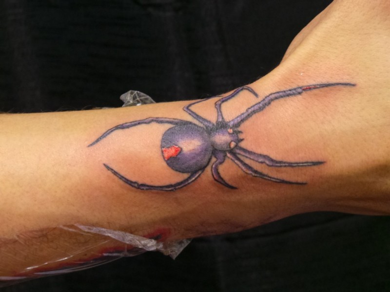 手腕上的小蜘蛛纹身图案
