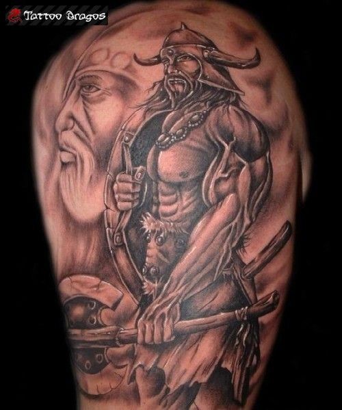 手臂维京战士纹身图案