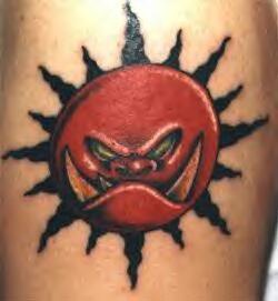 彩色愤怒的太阳符号纹身图片