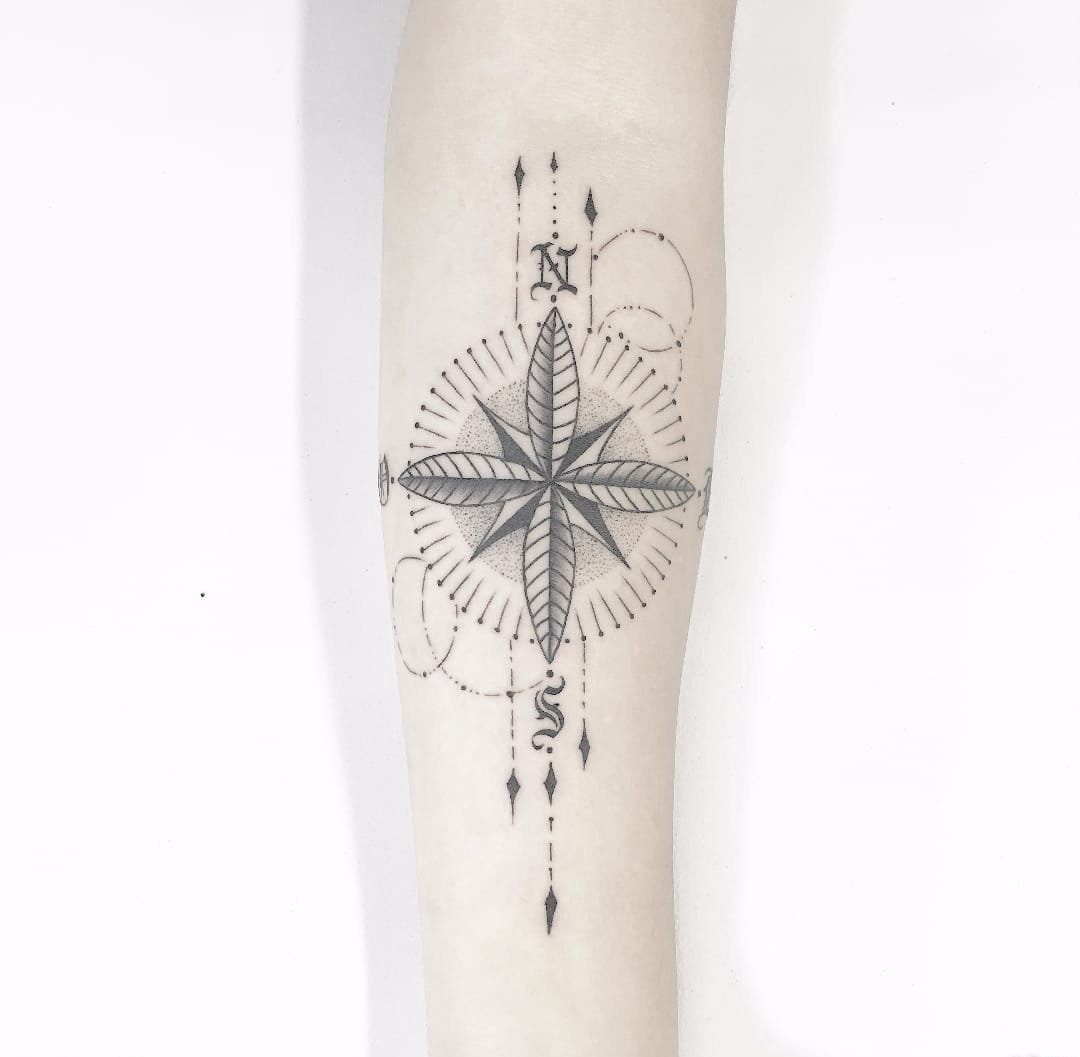 16漂亮的黑色点刺纹身线条几何纹身图案