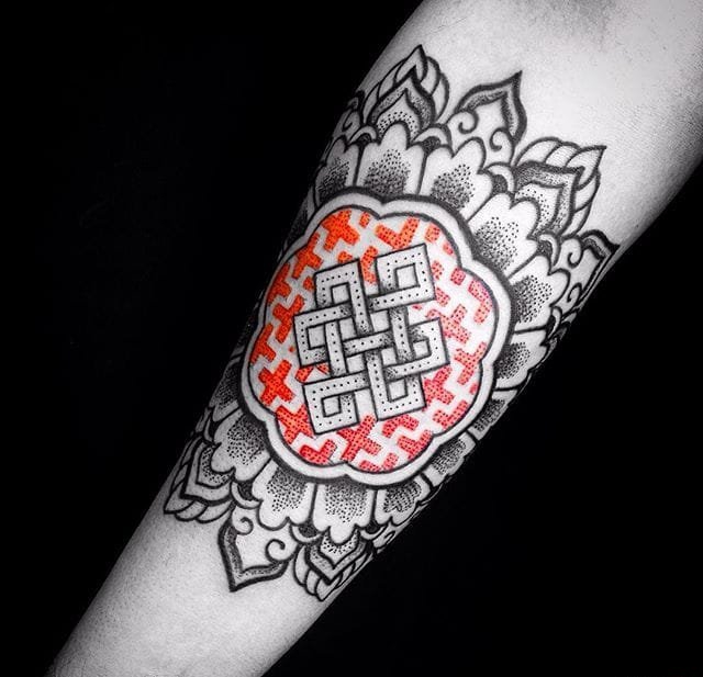 彩色渐变纹身点刺技巧几何花纹身图案