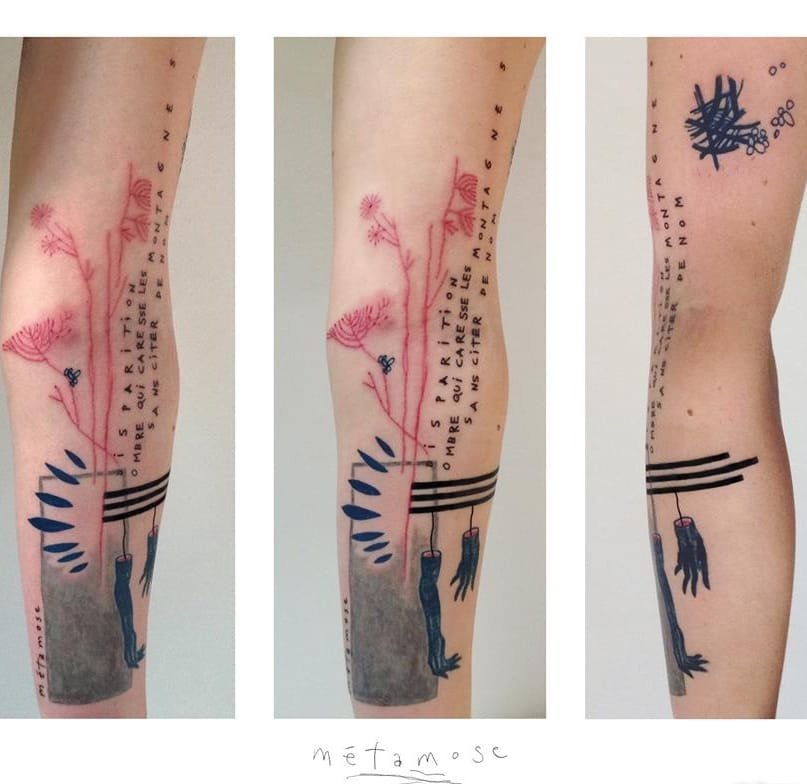 黑色抽象线条纹身水彩纹身的故事涂鸦纹身图案