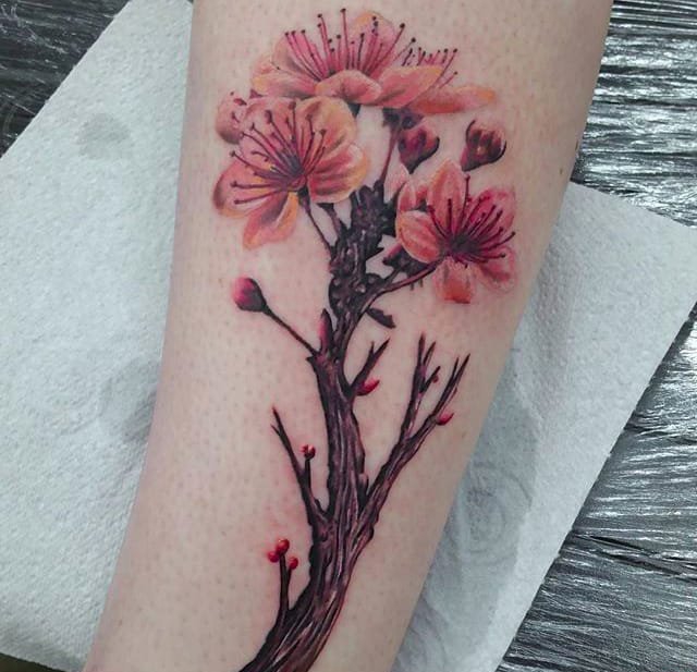 春天里小清新植物纹身小花朵和动物纹身水彩图案