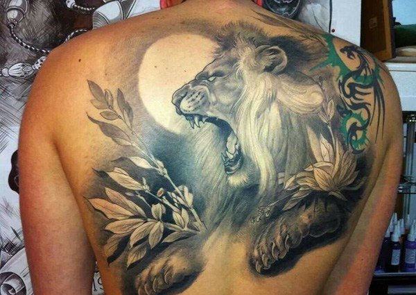 简单个性线条纹身素描技巧狮子头纹身动物图案