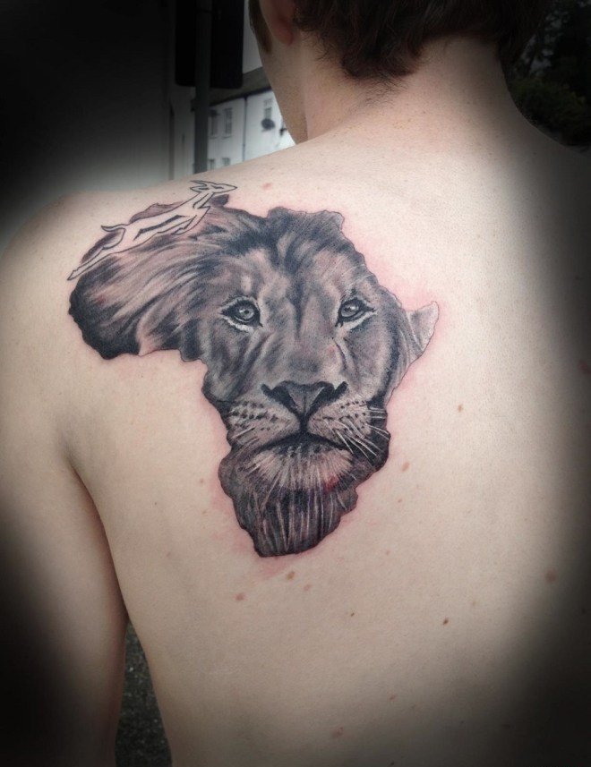 简单个性线条纹身素描技巧狮子头纹身动物图案