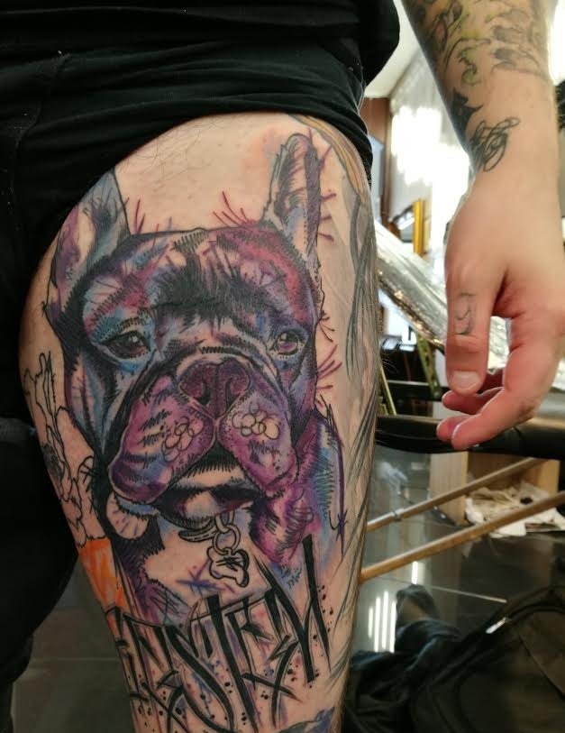 黑色粗线条纹身动物简易纹身素描彩色涂鸦纹身图案