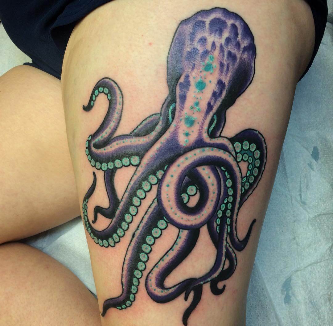 多款精美的大章鱼和船锚的纹身图案