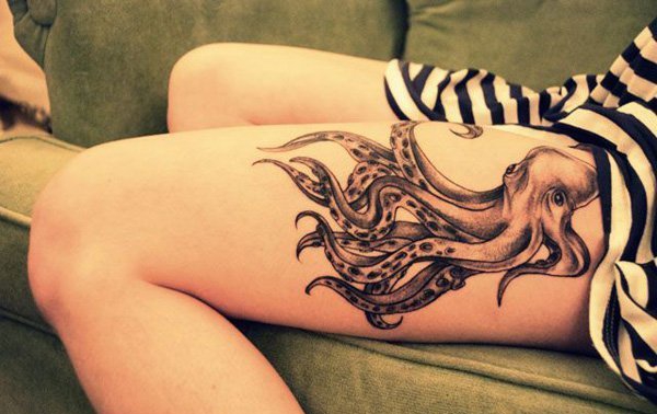 多款精美的大章鱼和船锚的纹身图案