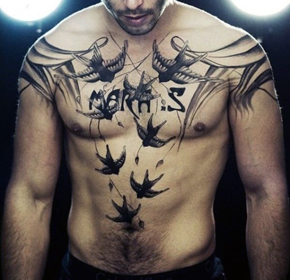男性多款满胸霸气纹身图案欣赏