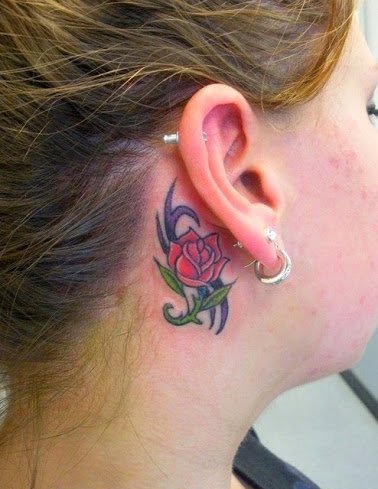 一组微小的美丽的玫瑰花纹身图案欣赏