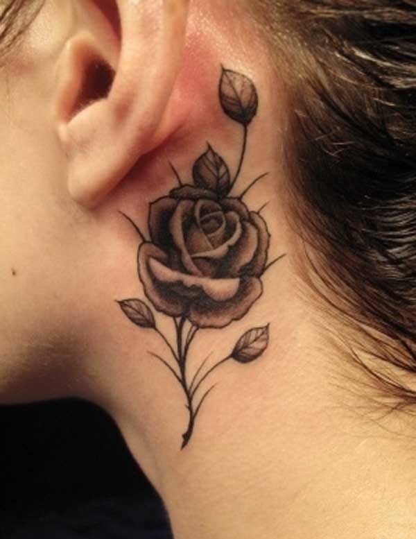 一组微小的美丽的玫瑰花纹身图案欣赏