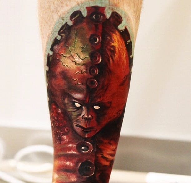 彩色的超现实主义人物肖像纹身动物肖像纹身图案