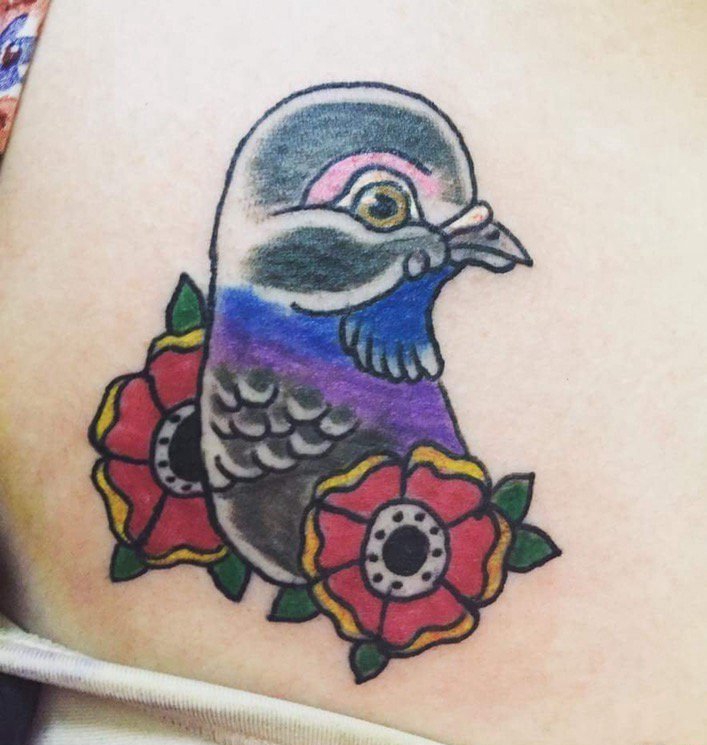 彩色鸽子纹身植物纹身素材动物图案纹身图片