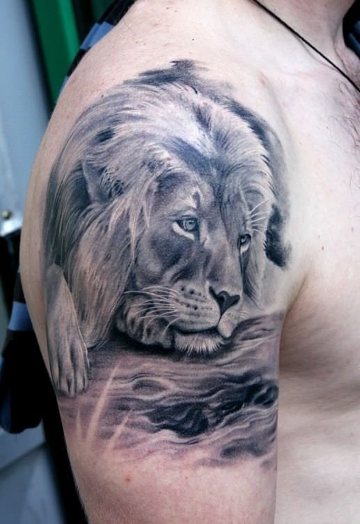 男生霸气狮子纹身图案