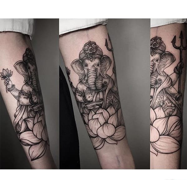 一组个性的纹身黑白灰风格点刺纹身图案