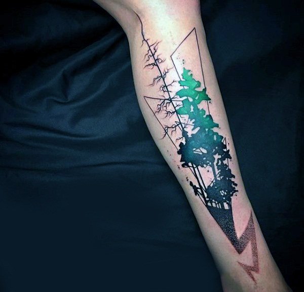 简单个性线条纹身风景图植物纹身图案