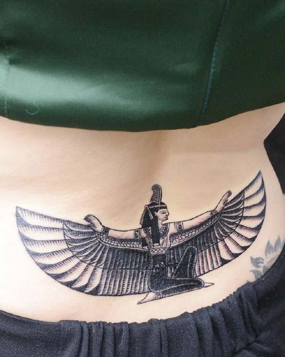 腰部个性埃及女神纹身图案