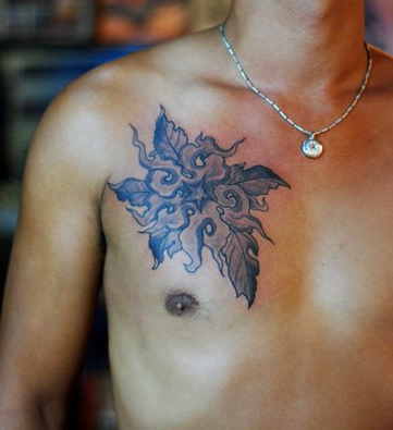 男士胸部时尚藤蔓纹身图案