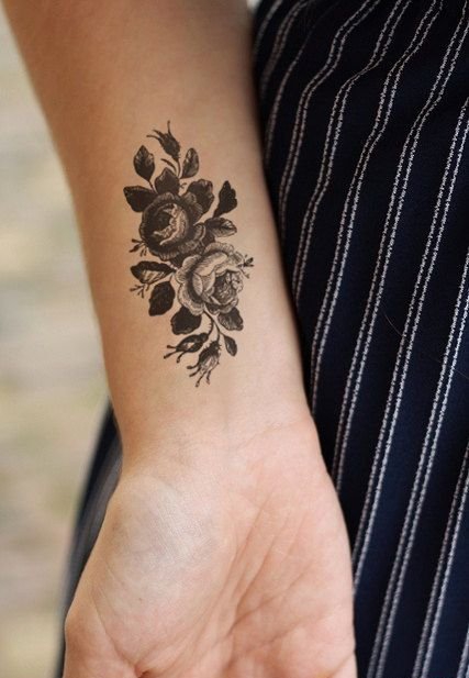 女生彩绘纹身技巧小清新植物纹身文艺花朵纹身图案